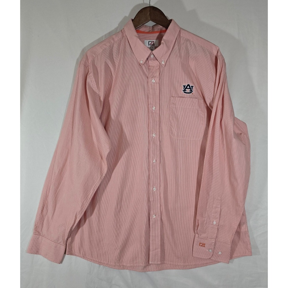 Cutter Buck Auburn Tigers Orange‎ Stripe Button Down Shirt Mens XL